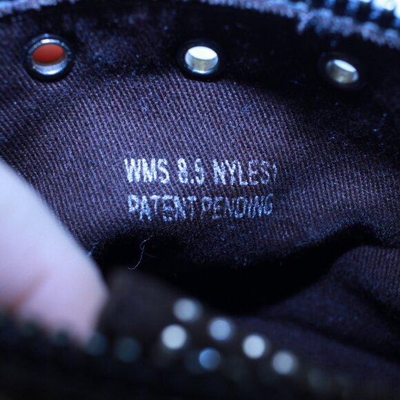 Report Size 8.5 Brown Faux Leather Lace Up Embellished NYLES Cap Toe Combat Boot - Picture 8 of 13